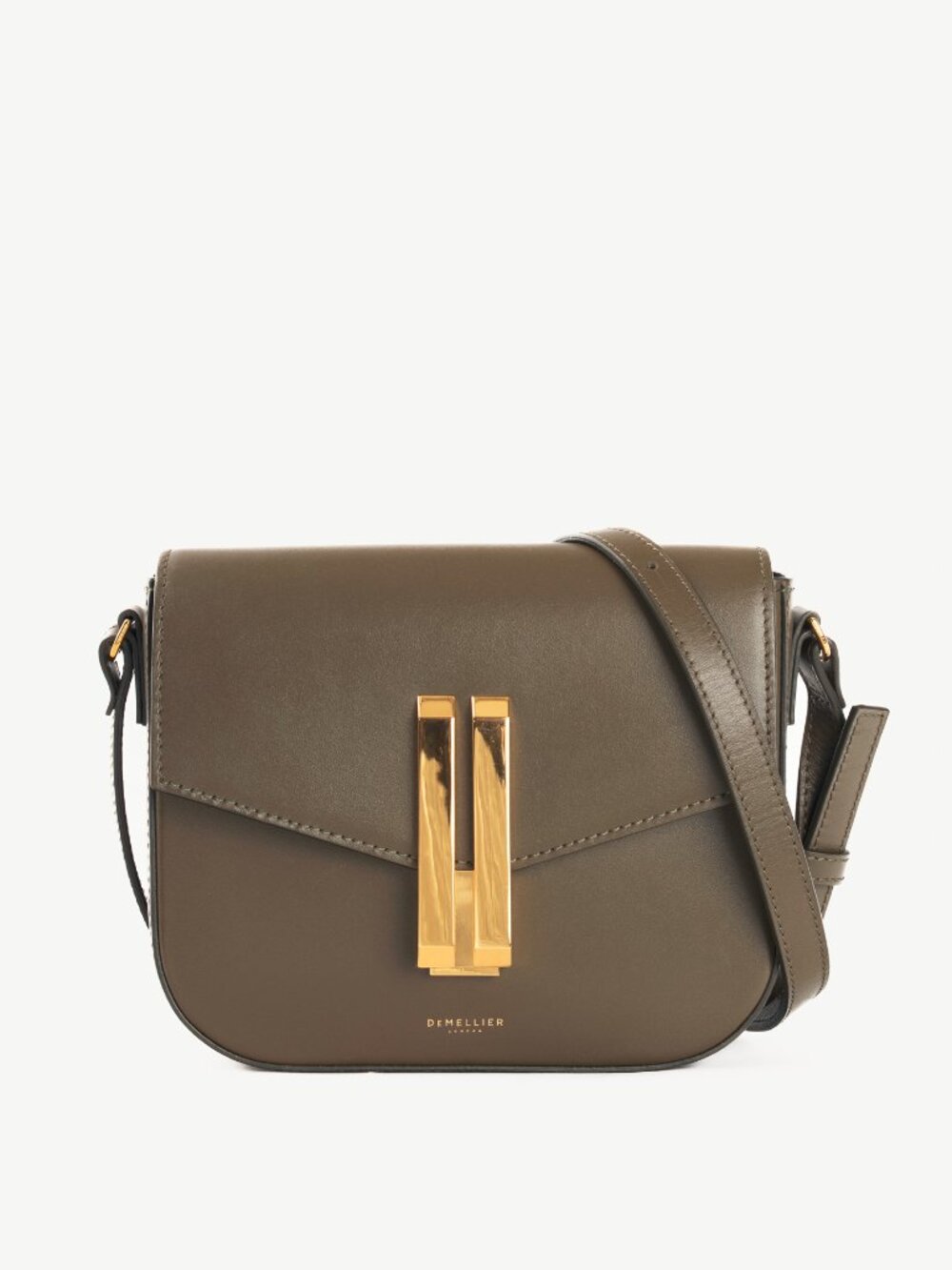 Demellier Small Vancouver Olive Leather Shoulder Bag